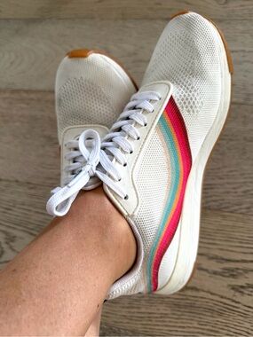 Paul Smith Rainbow Stripe Knit Sneakers White Mesh EU 40 US 9 Athletic